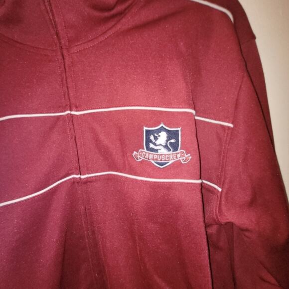 Vintage Mens Campus Crew Full Zip Red Sweatshirt Sweater Size XL - Picture 4 of 10